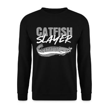 Catfish Slayer Catfish Fishing Fish Hunting - Unisex Pullover - Schwarz - Vorne - Alina (178cm) & Michal (187cm)