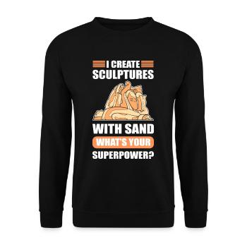 I create Sculptures with Sand Superpower? Sand - Unisex Sweatshirt - black - Front - Alina (178cm) & Michal (187cm)