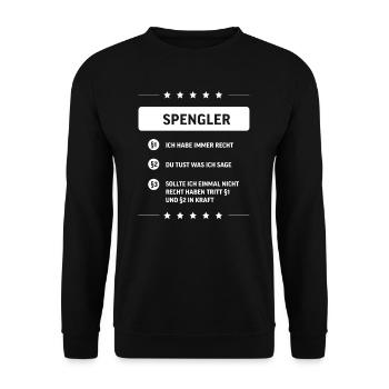 Spengler I Installateur Blech Handwerker Motiv für - Unisex Pullover - Schwarz - Vorne - Alina (178cm) & Michal (187cm)