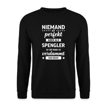 Spengler I Installateur Blech Handwerker Motiv für - Unisex Pullover - Schwarz - Vorne - Alina (178cm) & Michal (187cm)
