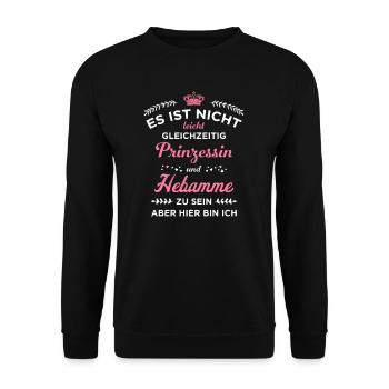 Prinzessin und Hebamme I Geburt Motiv für - Unisex Pullover - Schwarz - Vorne - Alina (178cm) & Michal (187cm)