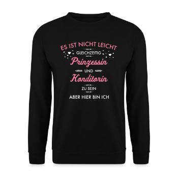 Prinzessin und Konditorin I I Backstube Bäckerei - Unisex Pullover - Schwarz - Vorne - Alina (178cm) & Michal (187cm)