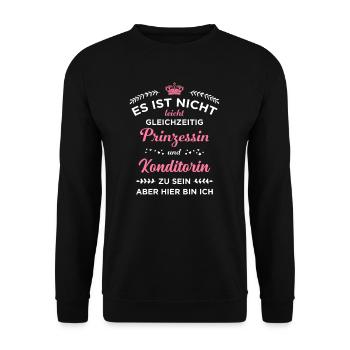 Prinzessin und Konditorin I I Backstube Bäckerei - Unisex Pullover - Schwarz - Vorne - Alina (178cm) & Michal (187cm)
