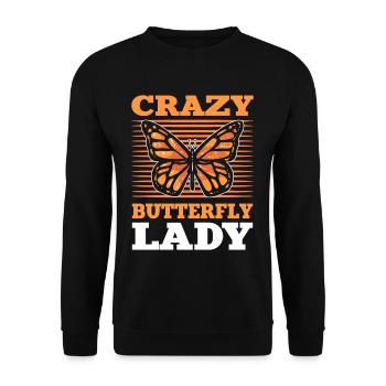 Crazy Butterfly Lady Monarque Papillon - Sweat-shirt Unisexe - noir - Devant - Alina (178cm) & Michal (187cm)
