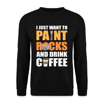 Je veux juste peindre des roches et boire du café rock - Sweat-shirt Unisexe - noir - Devant - Alina (178cm) & Michal (187cm)