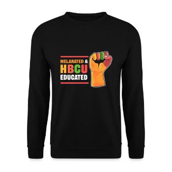 Melanated And HBCU Educated Black History College - Unisex Sweatshirt - black - Front - Alina (178cm) & Michal (187cm)