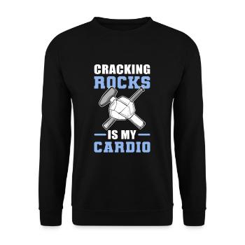 Cracking Rocks Is My Cardio Mineral Collecting - Unisex Pullover - Schwarz - Vorne - Alina (178cm) & Michal (187cm)