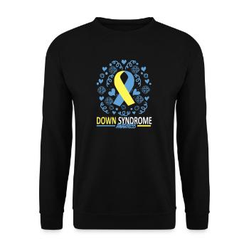Sensibilisation au syndrome de Down I Ruban jaune bleu T21 - Sweat-shirt Unisexe - noir - Devant - Alina (178cm) & Michal (187cm)
