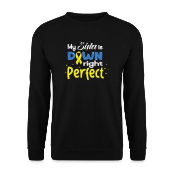 Sœur de Down I Ruban jaune bleu T21 - Sweat-shirt Unisexe - noir - Devant - Alina (178cm) & Michal (187cm)