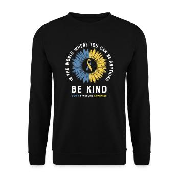 Sensibilisation au syndrome de Down I Ruban jaune bleu T21 - Sweat-shirt Unisexe - noir - Devant - Alina (178cm) & Michal (187cm)