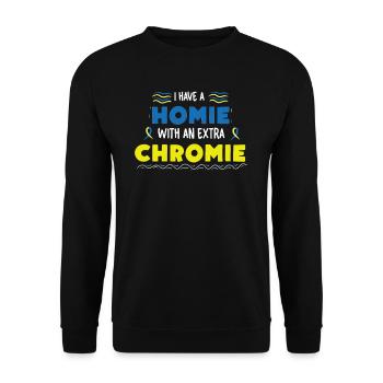 Sensibilisation au syndrome de Down I Ruban jaune bleu T21 - Sweat-shirt Unisexe - noir - Devant - Alina (178cm) & Michal (187cm)
