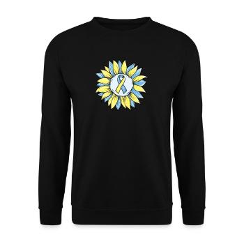 Sensibilisation au syndrome de Down I Ruban jaune bleu T21 - Sweat-shirt Unisexe - noir - Devant - Alina (178cm) & Michal (187cm)