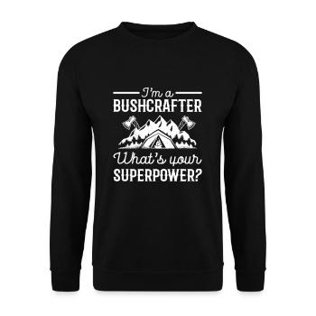 Je suis un Bushcrafter Quel est votre superpouvoir - Sweat-shirt Unisexe - noir - Devant - Alina (178cm) & Michal (187cm)