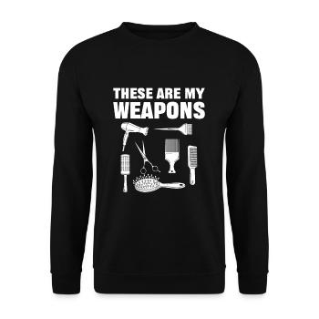 These Are My Weapons Hairdresser Scissors - Unisex Pullover - Schwarz - Vorne - Alina (178cm) & Michal (187cm)