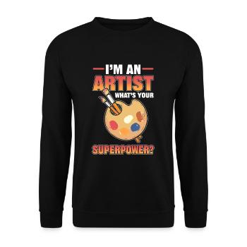Je suis un artiste Quel est votre dessin de superpuissance - Sweat-shirt Unisexe - noir - Devant - Alina (178cm) & Michal (187cm)