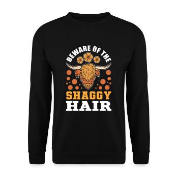 Beware Of The Shaggy Hair Highland Cattle Cow - Unisex Sweatshirt - black - Front - Alina (178cm) & Michal (187cm)