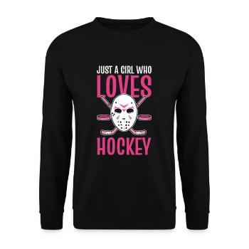 Just A Girl Who Loves Hockey Ice Hockey Girl - Unisex Pullover - Schwarz - Vorne - Alina (178cm) & Michal (187cm)