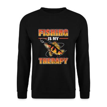 Fishing Is My Therapy Fish Hunting - Unisex Pullover - Schwarz - Vorne - Alina (178cm) & Michal (187cm)