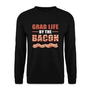 Grab Life By The Bacon Bacon Breakfast Bacon and - Unisex Sweatshirt - black - Front - Alina (178cm) & Michal (187cm)