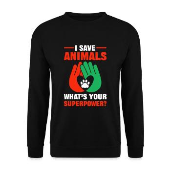Je sauve les animaux Quelle est votre faune superpuissante - Sweat-shirt Unisexe - noir - Devant - Alina (178cm) & Michal (187cm)
