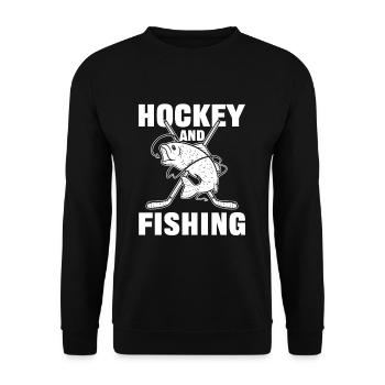 Hockey And Fishing Ice Hockey Fish Hunting - Unisex Sweatshirt - black - Front - Alina (178cm) & Michal (187cm)