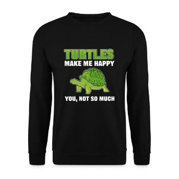 Les tortues me rendent heureux pas tellement tortue de mer - Sweat-shirt Unisexe - noir - Devant - Alina (178cm) & Michal (187cm)