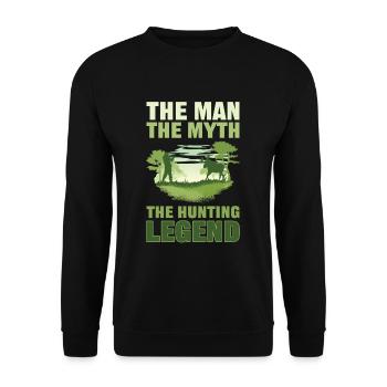 The Man The Myth The Hunting Legend - Unisex Pullover - Schwarz - Vorne - Alina (178cm) & Michal (187cm)