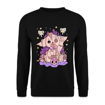Creepy Kawaii Pastel Goth Horror - Unisex Pullover - Schwarz - Vorne - Alina (178cm) & Michal (187cm)