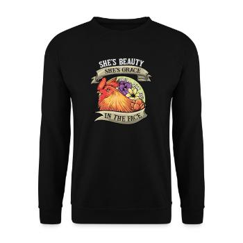 She is beauty, she is grace, she will get into your - Unisex Sweatshirt - black - Front - Alina (178cm) & Michal (187cm)