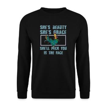 She is beauty, she is grace, she will get into your - Unisex Sweatshirt - black - Front - Alina (178cm) & Michal (187cm)
