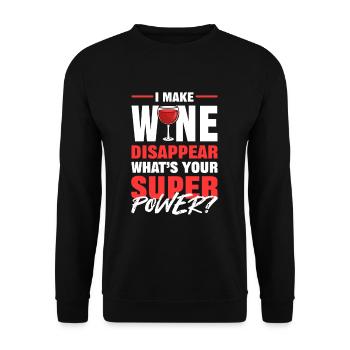 I Make Wine Disappear What’s Your Superpower Red - Unisex Pullover - Schwarz - Vorne - Alina (178cm) & Michal (187cm)