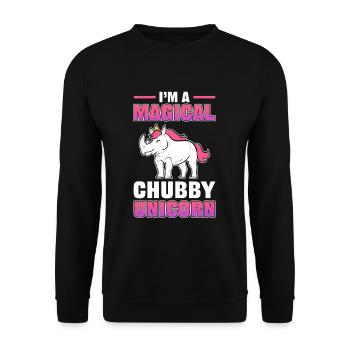 I'm A Magical Chubby Unicorn Rhino Rhinoceros - Unisex Pullover - Schwarz - Vorne - Alina (178cm) & Michal (187cm)