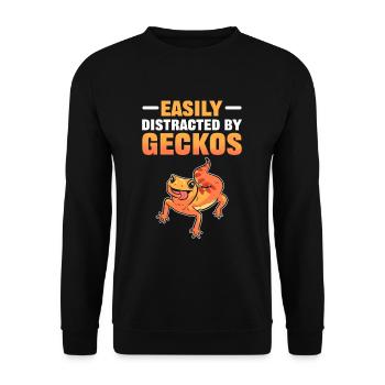 Facilement distrait par Geckos Reptile Lézard Gecko - Sweat-shirt Unisexe - noir - Devant - Alina (178cm) & Michal (187cm)