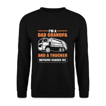I’m a Dad Grandpa and a Trucker Nothing Scares Me - Unisex Sweatshirt - black - Front - Alina (178cm) & Michal (187cm)