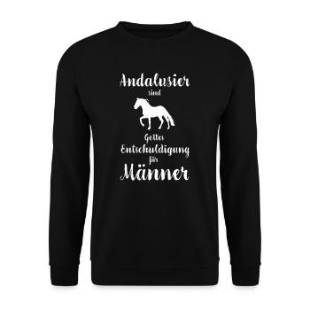 Andalusier I Pony Pferde Spruch Motiv für Reiterin - Unisex Pullover - Schwarz - Vorne - Alina (178cm) & Michal (187cm)