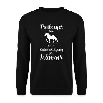 Freiberger I Pony Pferde Spruch Motiv für Reiterin - Unisex Pullover - Schwarz - Vorne - Alina (178cm) & Michal (187cm)