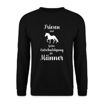 Friese I Pony Pferde Spruch Motiv für Reiterin - Unisex Pullover - Schwarz - Vorne - Alina (178cm) & Michal (187cm)