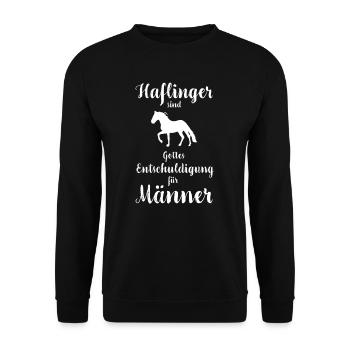Haflinger I Pony Pferde Spruch Motiv für Reiterin - Unisex Pullover - Schwarz - Vorne - Alina (178cm) & Michal (187cm)