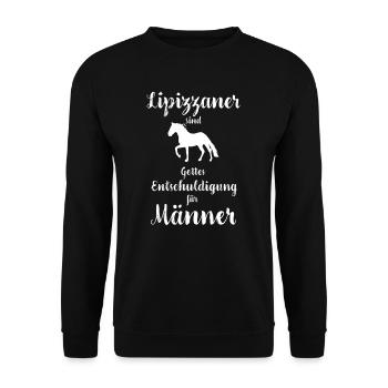 Lipizzaner I Pony Pferde Spruch Motiv für Reiterin - Unisex Pullover - Schwarz - Vorne - Alina (178cm) & Michal (187cm)