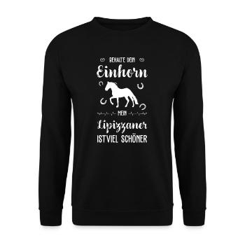Lipizzaner I Pony Pferde Spruch Motiv für Reiterin - Unisex Pullover - Schwarz - Vorne - Alina (178cm) & Michal (187cm)