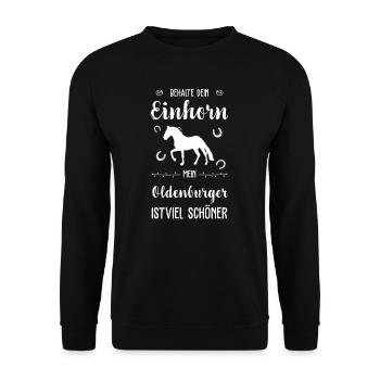 Oldenburger I Pony Pferde Spruch Motiv für - Unisex Pullover - Schwarz - Vorne - Alina (178cm) & Michal (187cm)