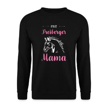 Freiberger I Pony Horse Dictant Motif pour cavalier - Sweat-shirt Unisexe - noir - Devant - Alina (178cm) & Michal (187cm)