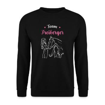 Freiberger I Pony Horse Dictant Motif pour cavalier - Sweat-shirt Unisexe - noir - Devant - Alina (178cm) & Michal (187cm)