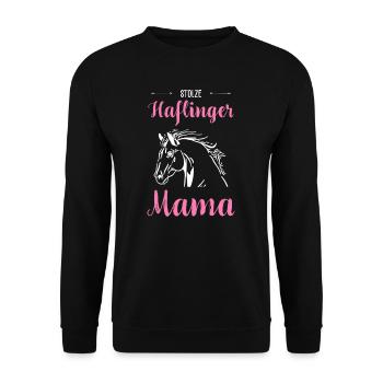 Haflinger I Pony Horse Slogan Motif pour cavalier - Sweat-shirt Unisexe - noir - Devant - Alina (178cm) & Michal (187cm)