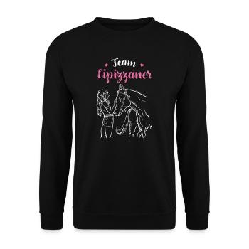 Lipizzan I Pony Horse Dictant Motif pour cavalier - Sweat-shirt Unisexe - noir - Devant - Alina (178cm) & Michal (187cm)
