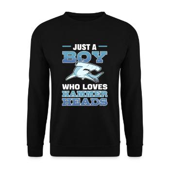 Just a Boy Who Loves Hammerheads Hammerhead Shark - Unisex Sweatshirt - black - Front - Alina (178cm) & Michal (187cm)