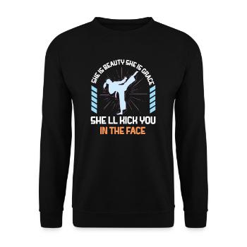 She Is Beauty She Is Grace She Will Kick You In - Unisex Sweatshirt - black - Front - Alina (178cm) & Michal (187cm)