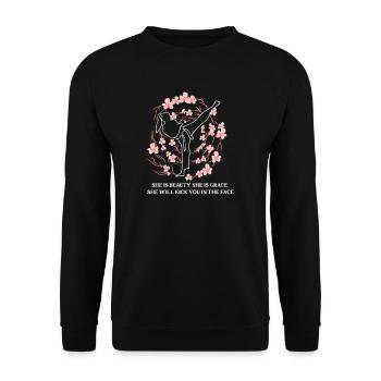 She Is Beauty She Is Grace She Will Kick You In - Unisex Sweatshirt - black - Front - Alina (178cm) & Michal (187cm)