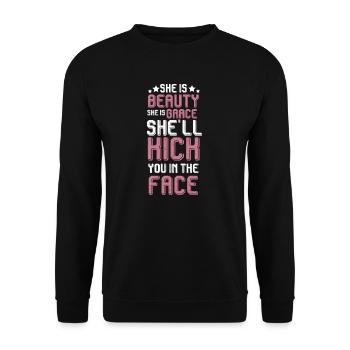 She Is Beauty She Is Grace She Will Kick You In - Unisex Sweatshirt - black - Front - Alina (178cm) & Michal (187cm)