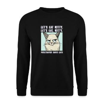 Punctuation Saves Lives I Funny English Grammar - Unisex Pullover - Schwarz - Vorne - Alina (178cm) & Michal (187cm)